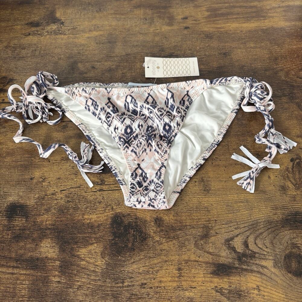 Eberjey Womens Bikini Bottom Small Blue Pink Ikat Rumba Eva Side Tie String New